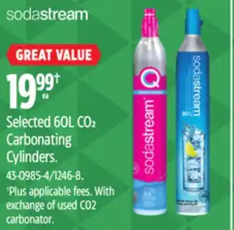 Canadian Tire Sodastream Selected 60L CO2 Carbonating Cylinders offer