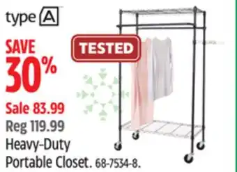 Canadian Tire TYPE A Heavy-Duty Portable Closet offer