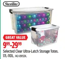 Canadian Tire Sterilite Selected Clear Ultra-Latch Storage Totes offer