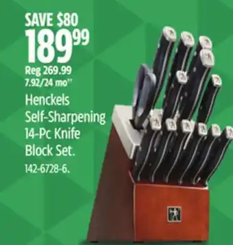 Canadian Tire Henckels Self-Sharpening 14-Pc Knife Block Set offer