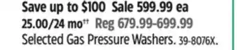 Canadian Tire Champion Selected Gas Pressure Washers offer