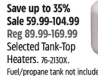 Canadian Tire Selected Tank-Top Heaters offer