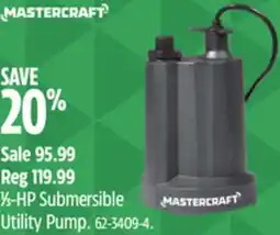 Canadian Tire Mastercraft 1⁄3-HP Submersible Utility Pump offer