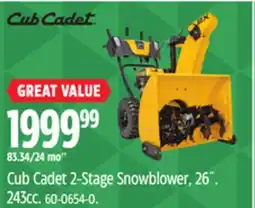 Canadian Tire Cub Cadet 2-Stage Snowblower, 26˝ offer