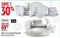 Canadian Tire CANVAS Mercer or Lauren Dinnerware Set offer