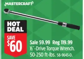 Canadian Tire Mastercraft 1⁄2˝-Drive Torque Wrench offer