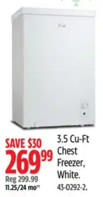 Canadian Tire Master Chef 3.5 Cu-Ft Chest Freezer, White offer