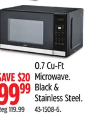 Canadian Tire MASTER 0.7-cu-ft Microwave Black & Stainless Steel offer