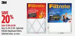 Canadian Tire Selected Filtrete Maximum Filters offer