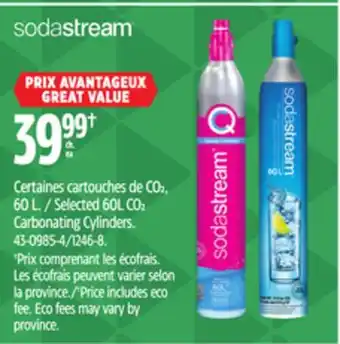 Canadian Tire SodaStream Selected 60L CO2 Carbonating Cylinders offer