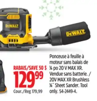 Canadian Tire 20V MAX XR Brushless 1⁄4˝ Sheet Sander offer