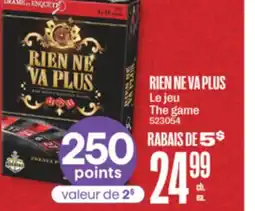 Jean Coutu RIEN NE VA PLUS The game offer