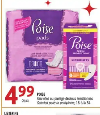 Uniprix POISE Serviettes ou protège-dessous sélectionnés/Selected pads or pantyliners offer