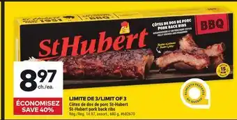 Giant Tiger St-Hubert Pork Back Ribs offer