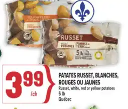 Marché Adonis PATATES RUSSET, BLANCHES, ROUGES OU JAUNES | RUSSET, WHITE, RED OR YELLOW POTATOES offer