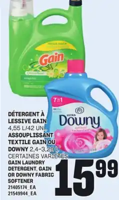 Provigo DÉTERGENT À LESSIVE GAIN 4,55 L/42 UN., ASSOUPLISSANT TEXTILE GAIN OU DOWNY 2,4-3,29 L offer