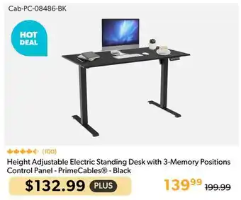 Primecables Height Adjustable Electric Standing Desk with 3-Memory Positions Control Panel - PrimeCables - Black offer