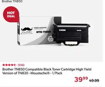 123Ink Brother TN850 Compatible Black Toner Cartridge High Yield Version of TN820 - Moustache - 1/Pack offer