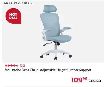 123Ink Moustache Desk Chair - Adjustable Height Lumbar Support offer