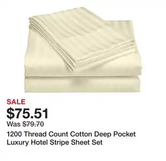 Bed Bath & Beyond 1200 Thread Count Cotton Deep Pocket Luxury Hotel Stripe Sheet Set offer