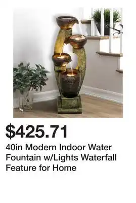 Bed Bath & Beyond 40in Modern Indoor Water Fountain w/Lights Waterfall Feature for Home offer