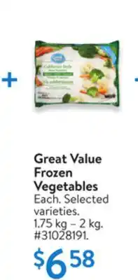 Walmart Great Value Frozen Vegetables offer