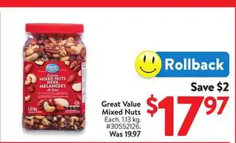 Walmart Great Value Mixed Nuts offer