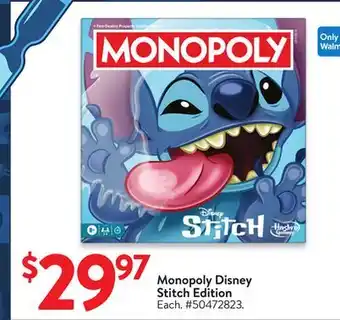 Walmart Monopoly Disney Stitch Edition offer