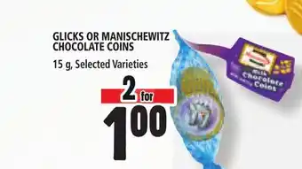 Metro GLICKS OR MANISCHEWITZ CHOCOLATE COINS offer