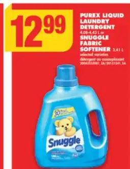 No Frills PUREX LIQUID LAUNDRY DETERGENT 4.08-4.43 L or SNUGGLE FABRIC SOFTENER 3.41 L offer