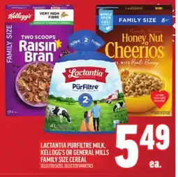 Metro LACTANTIA PURFILTRE MILK, KELLOGG'S OR GENERAL MILLS FAMILY SIZE CEREAL offer