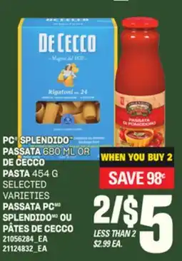 Independent Grocer PC SPLENDIDO PASSATA, 680 ML OR DE CECCO PASTA, 454 G offer