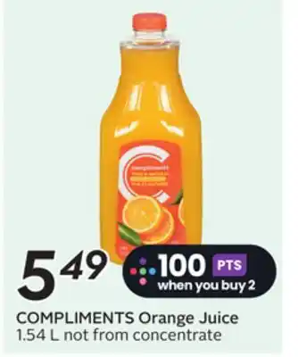 Sobeys COMPLIMENTS Orange Juice offer