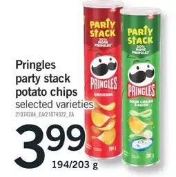 Fortinos PRINGLES PARTY STACK POTATO CHIPS, 194/203 G offer