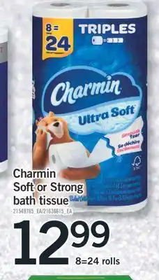 Fortinos CHARMIN SOFT OR STRONG BATH TISSUE, 8=24 ROLLS offer