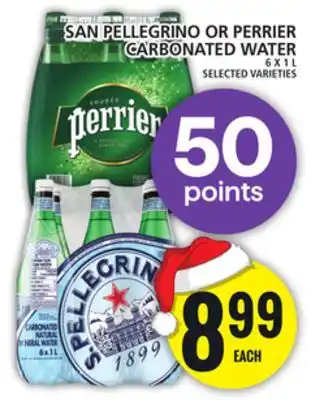 Food Basics SAN PELLEGRINO OR PERRIER CARBONATED WATER offer