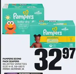 Loblaws PAMPERS ECONO PACK DIAPERS, SIZE N-8, 58-180'S offer