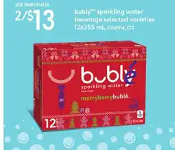 Loblaws BUBLY SPARKLING WATER BEVERAGE, 12X355ML offer