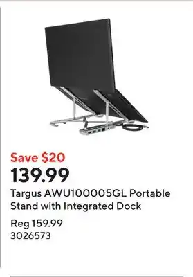 Staples Targus AWU100005GL Portable Stand with Integrated Dock offer