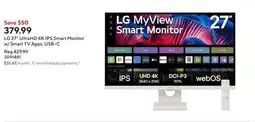 Staples LG 27 UltraHD 4K IPS Smart Monitor w/ Smart TV Apps, USB-C offer