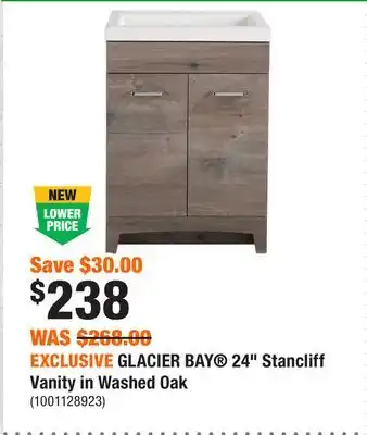 Home Depot EXCLUSIVE GLACIER BAY 24 Stancliff Vanity in Washed Oak offer