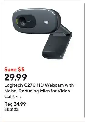 Staples Logitech C270 HD Webcam with Noise-Reducing Mics for Video Calls - Blac offer