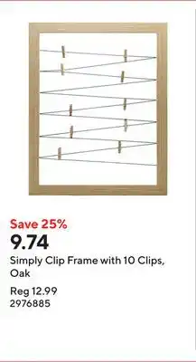 Staples Simply Clip Frame with 10 Clips, Oak offer