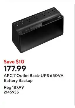 Staples APC 7 Outlet Back-UPS 650VA Battery Backup offer