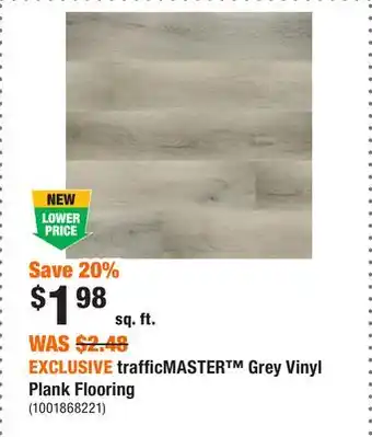 Home Depot EXCLUSIVE trafficMASTER Grey Vinyl Plank Flooring offer