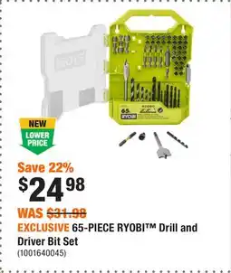 Home Depot EXCLUSIVE 65-PIECE RYOBI Drill and Driver Bit Set offer