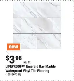 Home Depot LIFEPROOF Emerald Bay Marble Waterproof Vinyl Tile Flooring offer