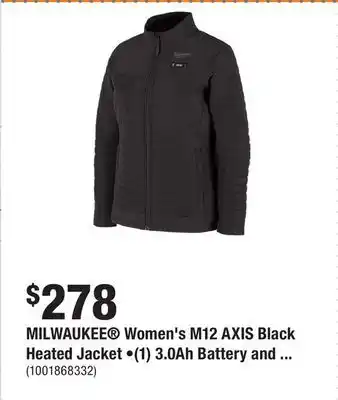 Home Depot MILWAUKEE Women's M12 AXIS Black Heated Jacket •(1) 3.0Ah Battery and Charger offer