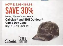 Cabela's Men׳s, Women׳s and Youth Cabela's and SHE Outdoor Game Day Caps offer