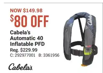 Cabela's Cabela's Automatic 40 Inflatable PFD offer